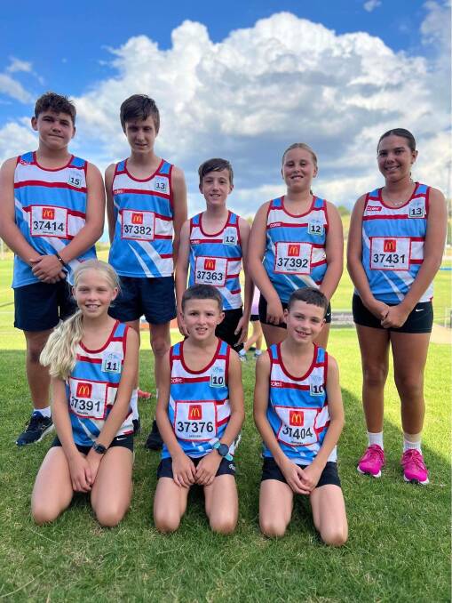 Parkes Little Athletics state team are off to state championships in Sydney! Back: Lucas Edwards, Ryker Moore, Toby Morgan, Addison Wild and Vashti Williams. Front: Emily Wild, Nate Calabro, and Arlo Cassidy.