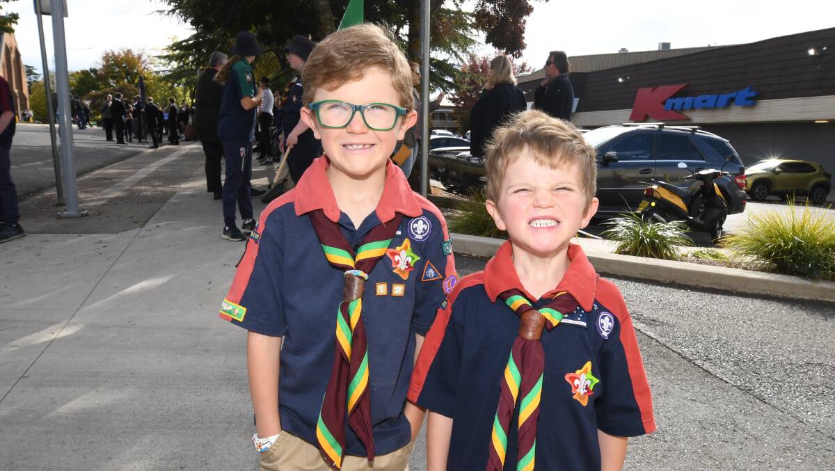 Ashton and Fletcher Tabbernor out the front of Kmart at last year's March. Photo: CARLA FREEDMAN.