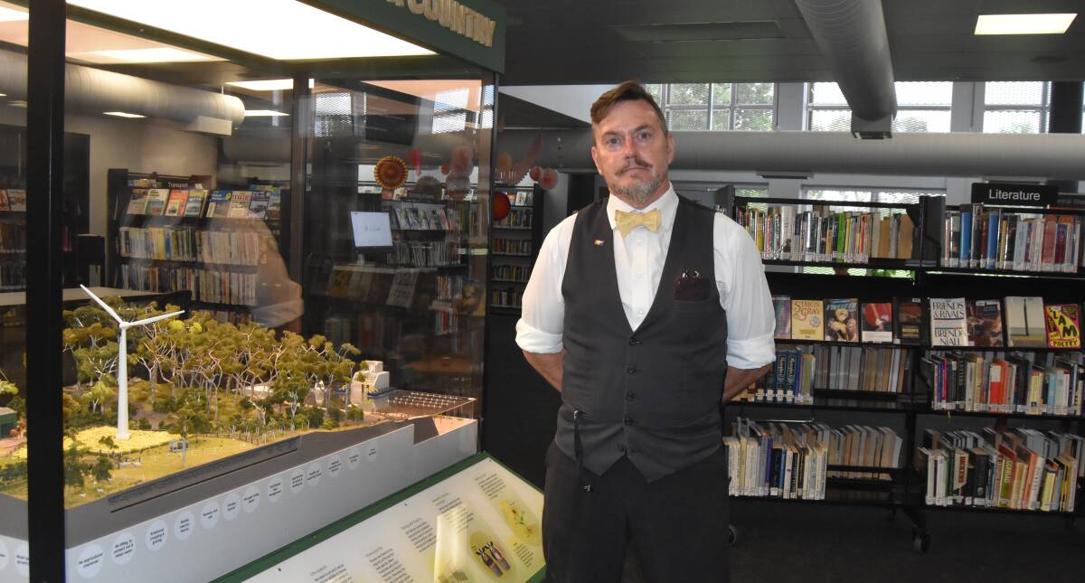 Orange City Library librarian Sean Brady with one of three 3D models on future sustainability is incorporating new technologies and services at the library but says books are still a primary focus. Picture by Tanya Marschke