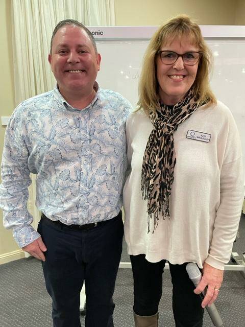 Parkes paramedic Dan Wright has been instrumental in establishing a Safe Haven in Parkes. He attended a Parkes Que Club meeting, pictured with president Kath Whitchurch, to tell them about it. Picture supplied
